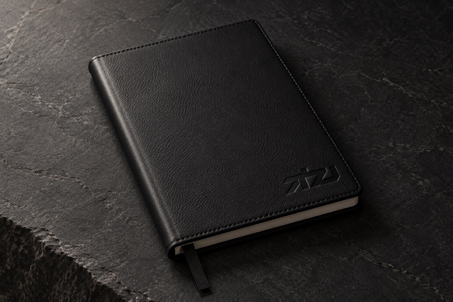 Black leather · blind debossing